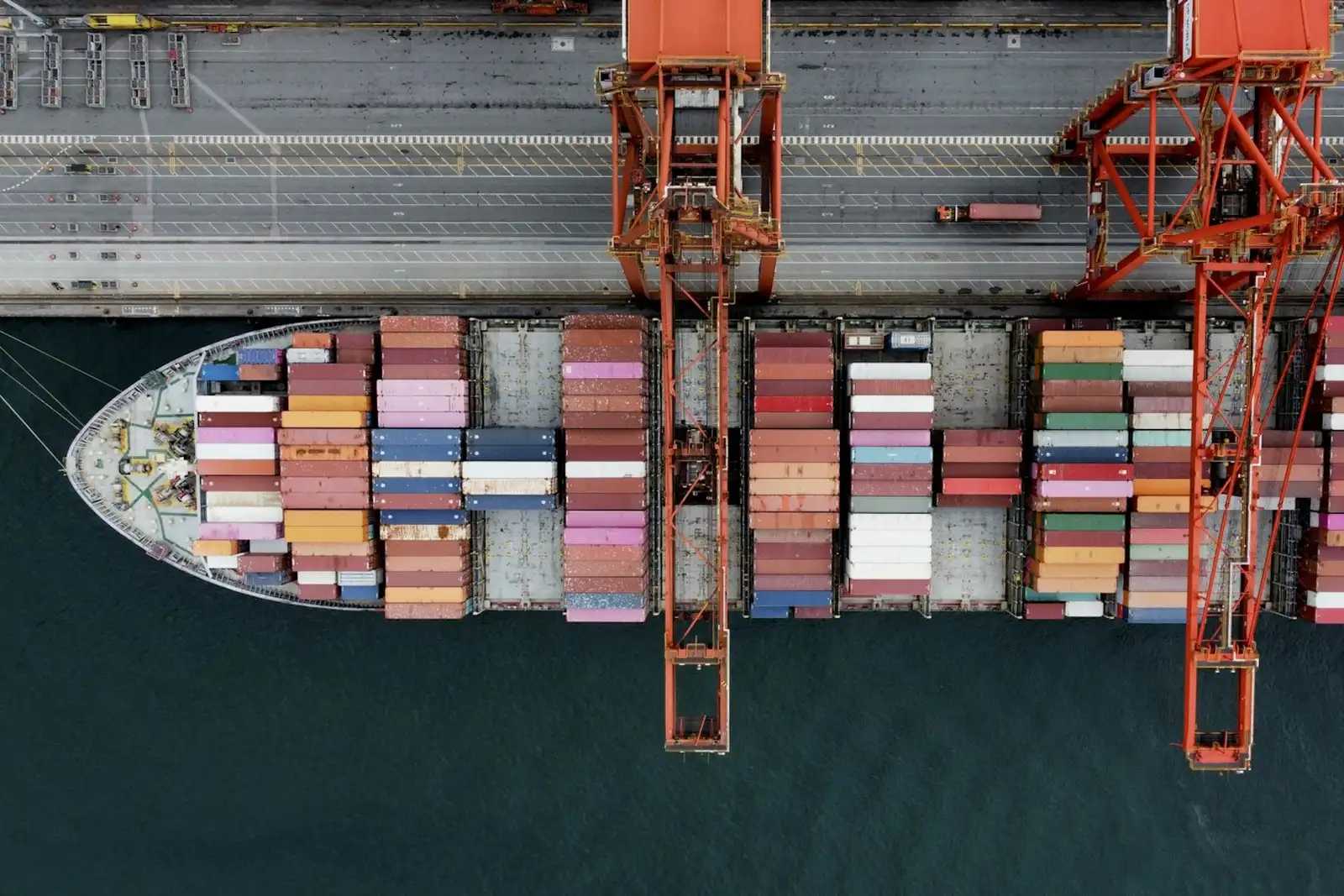 Stacked shipping containers at a port